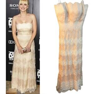 Tadashi Shoji Cream Lace Maxi Dress